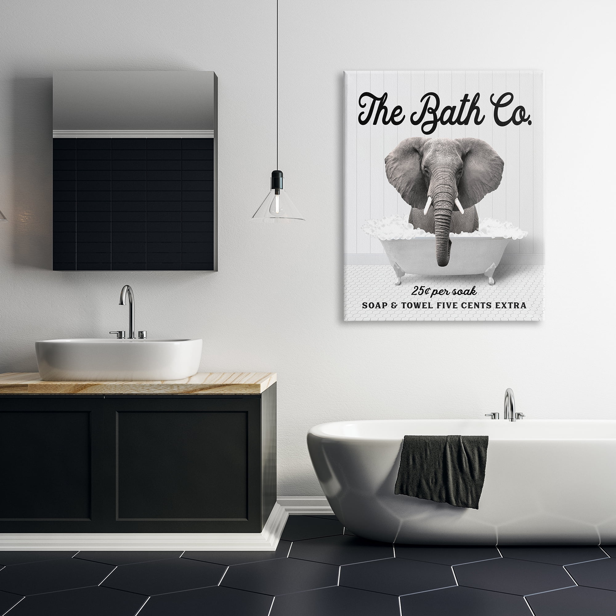 Stupell Industries Bubble Bathtub Elephant Animals & Insects Painting Gallery Wrapped Canvas Print Wall Art, 36 x 48
