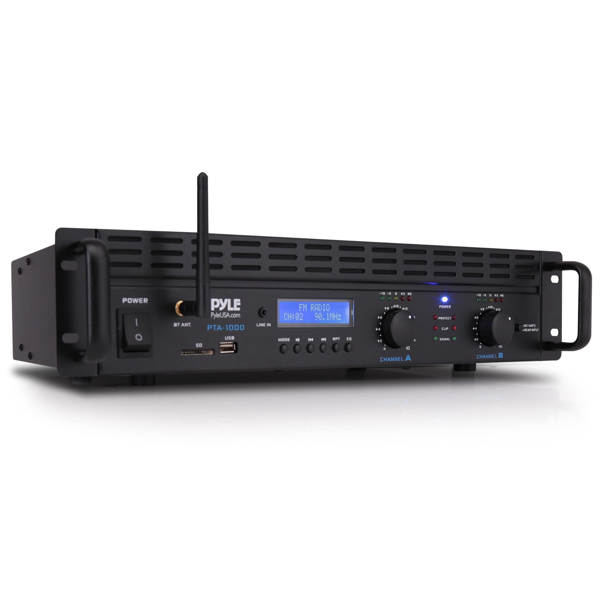 Pyle 2-Channel 2000W Bridgeable Rack Mount Pro Audio Sound Wireless Home Stereo Receiver Amplifier