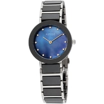 Women's 29mm Grey Ceramic Band Steel Case Sapphire Crystal Quartz MOP Dial Analog Watch 11429-789