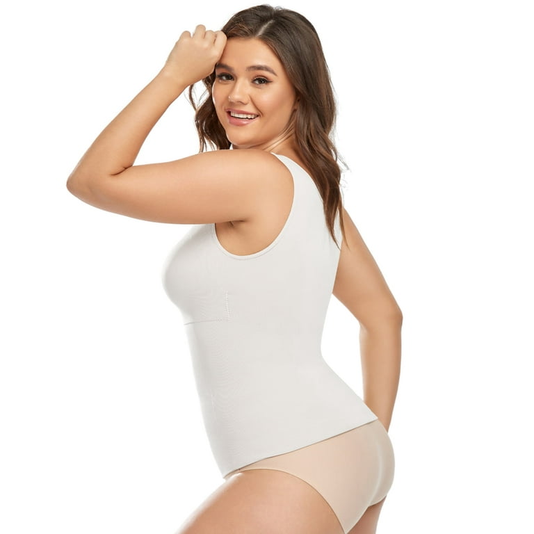 QRIC 2-Pack Women Cami Shapewear with Built in Bra Basic Yoga Tank Top  Undershirts Body Shaper 