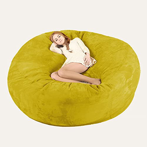 Color : Beige No Filler Giant Bean Bag Chair Cover 7ft Fur Bean Bag Cover Lounger Bean Bag Storage Chair Bean Bag Sofa Chair Soft Fluffy Fur Portable Living Room Lazy Sofa Bed Cover for Adult 