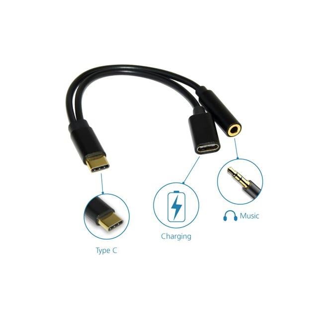 Type C Port to 3.5mm 2 in 1 Female Audio Jack Headphone and USB C Cable