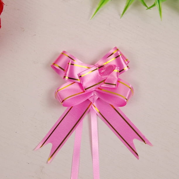 Caja de dulces para suministros de boda, 200 piezas, caja de regalo, decoración, flor, borde dorado, rosa, lazo de mano, trompeta, 15 mm