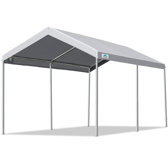Heavy Duty 10x15 FT Carport Canopy with Adjustable Height 9.5FT-11FT, Metal Frame Shelter for Cars Boats Parties, Gray
