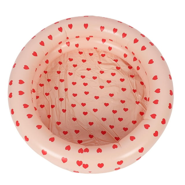 Thickened PVC Inflatable Pool - 34.25in Diameter Retro Heart-shaped Blow-up Pool, Foldable & Portable Indoor Outdoor Water Play Center, Multi-use as Toddler Swimming Pool, Ocean Ball Pit for Kids