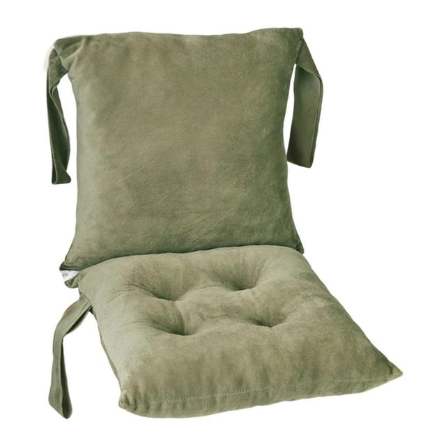 Cojín para silla, alfombrilla con respaldo y correas de fijación. Cojín de asiento ligero. Verde