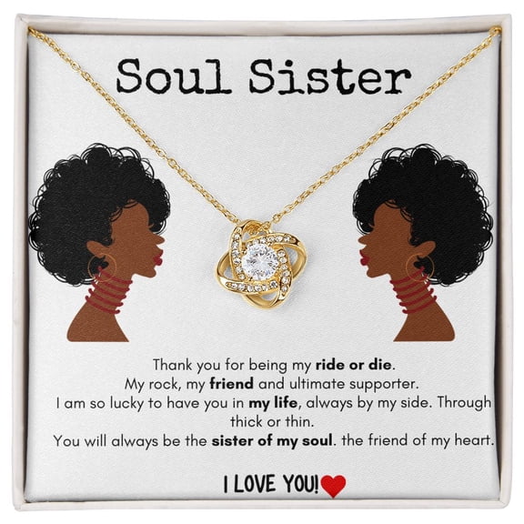 Soul Sister, Love Knot, I Love You/White Card Mom, necklace For Wife, Mother's Day, White Love Knot Necklace