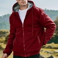 thumbnail image 2 of LpwkSSA Men's Winter Casual Solid Color Hooded Coats Long Sleeve Light Weight Zipper Pocket Jacket Comfort Outwear Red XL, 2 of 7