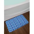 thumbnail image 2 of Northwoods Bath Mat, Polar Bear with a Fish and Arctic Coniferous Forest on Blue Backdrop, Plush Bathroom Decor Mat with Non Slip Backing, 29.5" X 17.5", Coral Blue Sky Blue, by Ambesonne, 2 of 2
