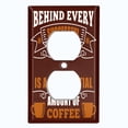 thumbnail image 2 of Metal Light Switch Wall Plate Outlet Cover (Behind Every Successful Person Coffee Brown Cup - Single Duplex), 2 of 2