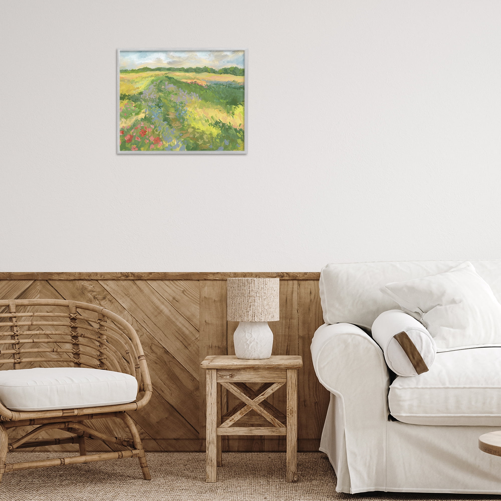 Stupell Industries Windswept Flower Meadow Gray Framed Giclee Art, design by Victoria Barnes
