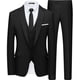thumbnail image 1 of Traje WULFUL para hombre, ajustado, con un botón, 3 piezas, algodón negro, 1 of 9