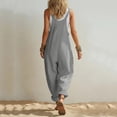 thumbnail image 5 of RYRJJ Womens Cotton Linen Jumpsuit Sleeveless Casual Summer Overalls Jumpers Adjustable Strap Baggy Long Pants Rompers with Pockets(Gray,XL), 5 of 7