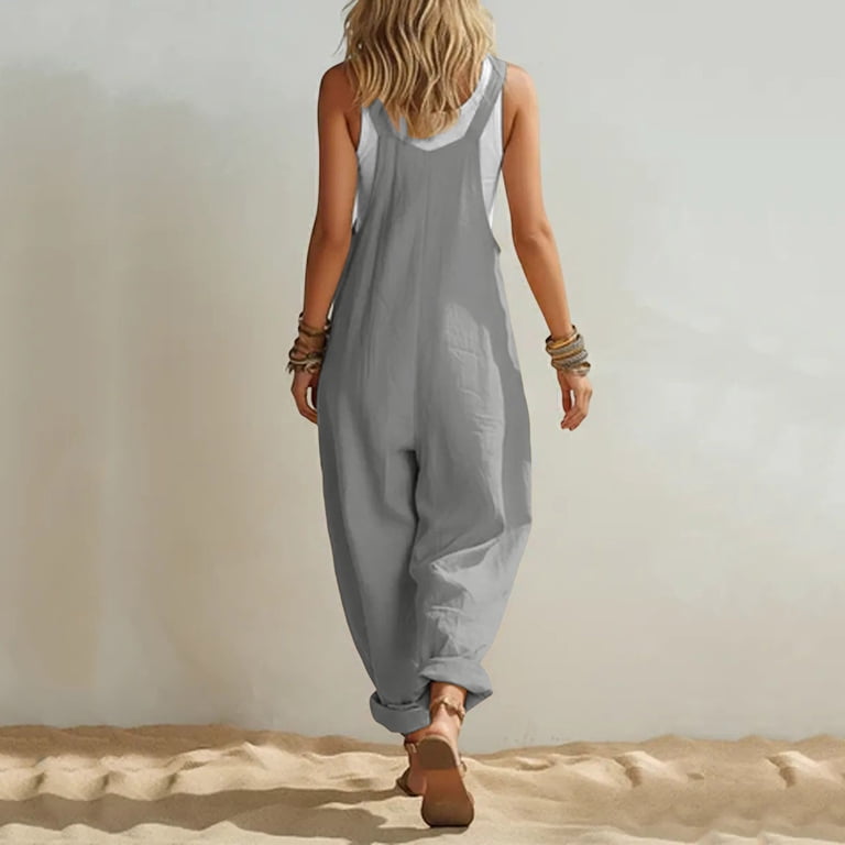 yardsong Summer Jumpsuits for Women Casual Sleeveless Wide Leg