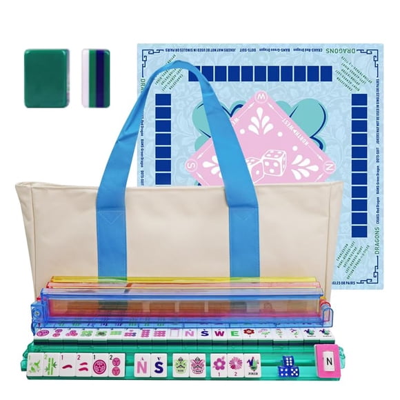 Juego de Mahjong MAJONIX de acrílico, 160 fichas, bolsa portátil