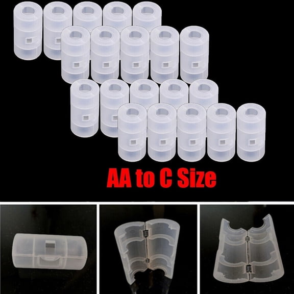 20PC Box Batteries Adapter Switcher Adaptor Case  Battery Converter AA to C Size