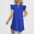 thumbnail image 5 of CYRBOKO Girls Summer Dresses, Flutter Sleeve A-line Birthday Casual Midi Dresses Blue Size 8-9T, 5 of 9
