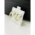 thumbnail image 5 of 10K Yellow Gold Channel-set Cubic Zirconia CZ Huggie Hoop Earrings 17x17 Dainty Gold Huggies Earrings for Womens Argollas Arracadas Oro Real, 5 of 8