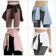 thumbnail image 4 of Women Solid Color Wrap Skirt Yoga Hip Scarf Sport Tennis Athletic Workout Running Cover Up Tie Up Short Skirt Shawl, 4 of 8