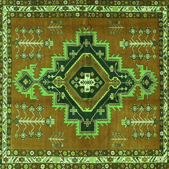 Ahgly Company Indoor Square Persian Green Traditional Area Rugs, 3' Square