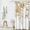 thumbnail image 3 of Tan Eucalyptus Shower Curtain Sets, Watercolor Light Brown Leaves on The Top Plant with Floral Bathroom Decoration 36x72 Inch with Hooks, 3 of 6