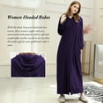 thumbnail image 3 of LOFIR Womens Zipper Front Robe, Long Plush Hooded Fleece Soft Bathrobes for Women Housecoat Sleepwear Pajamas, 3 of 7