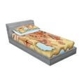 thumbnail image 2 of Ambesonne Cartoon Fitted Sheet & Pillow Sham Set, Treasure Map Adventure, Twinxl, Cream Pink Blue, 2 of 2