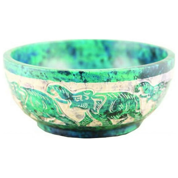 Turquoise Elephant Hand Carved Stone Smudge Bowl | 4" inch | For Smudging Herbs Palo Santo Sage | Ritual Altar Spell Bowl