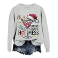 thumbnail image 4 of Women's Christmas Santa's Favorite Printed Crew Neck Sweatshirt Knit Long Sleeve Ladies Sweatshirts Hoodie Workout Women Graphic Workout Tops Women Distressed Pullover Extra Long Sweatshirt, 4 of 4