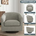 thumbnail image 6 of UIXE Swivel Barrel Accent Chair, Modern Round Linen Arm Chair for Living Room, Bedroom, Comfy Club Reading Chairs, Khaki, 6 of 6