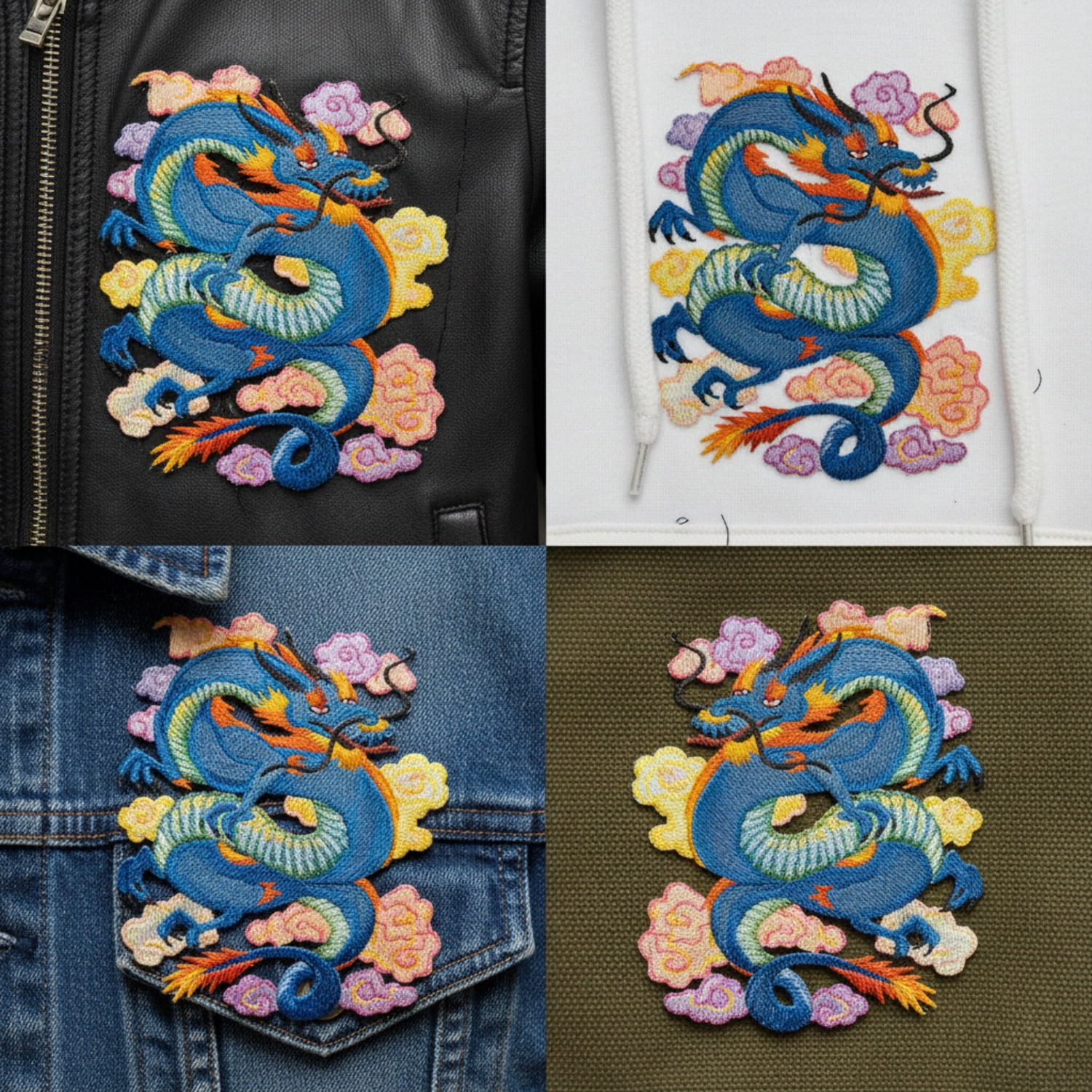 Custom Dragon in Watercolor Embroidery Iron On/Sew Patch [7.26" X 5.84"]