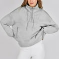 thumbnail image 2 of Hfolob Women's Sweatshirt Womens Half Zip Loose Sweatshirt Quarter Zip Trendy Long Sleeve Cropped Pullover Tops With Thumb Hole Fashion Clothing, 2 of 6