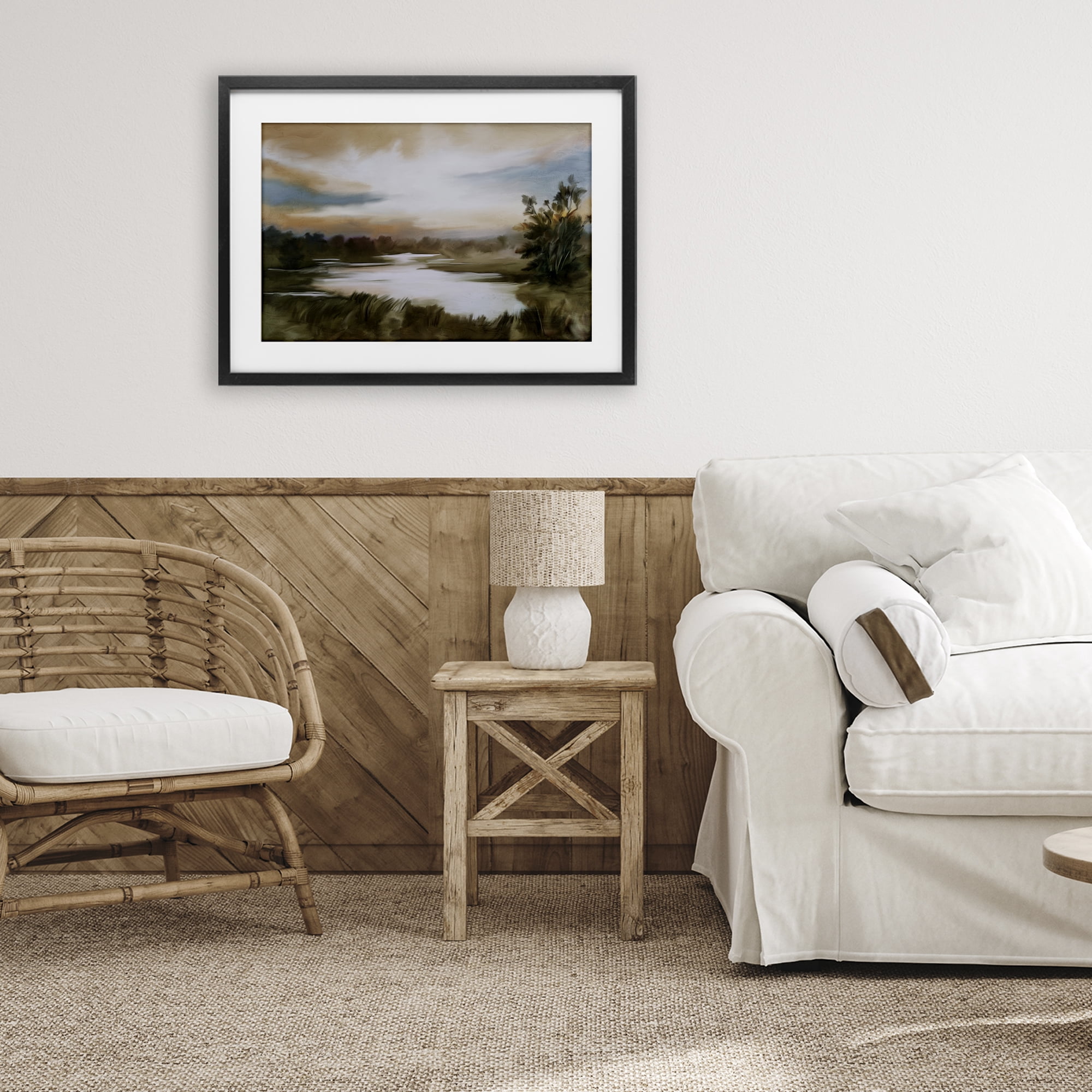Stupell Industries Sunset Pond Countryside Black Framed Print Under Glass, design by Kim Allen