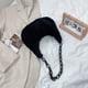 thumbnail image 2 of Retro Mujeres Felpa Hobos Underarm Bag Otoño Acrílico Cadena Bolsos (Negro), 2 of 5