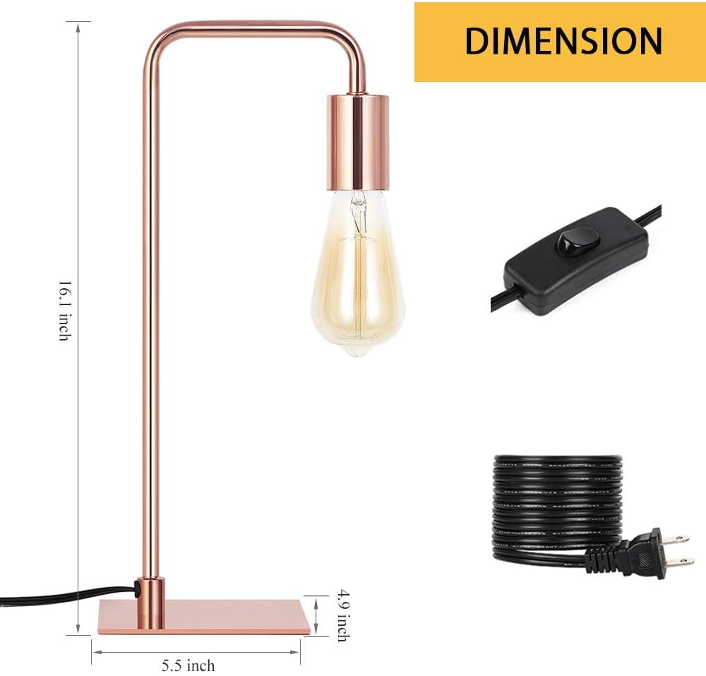 LIANTRAL Table Lamps for Bedroom Bedside Lamps Rose Gold Set of 2