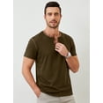 thumbnail image 2 of Demotime Men's Henley Shirts Short Sleeves Round Neck Casual Basic Shirt Summer Solid Color Lightweight Button T Shirts Army Green L Tops, 2 of 6