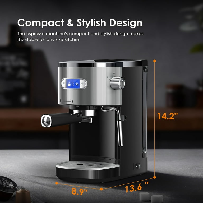 Kndko Espresso Machine with Milk Frother Steam Wand, 20 Bar Pump  Professional Coffee Machine, Brand New, Stainless Steel