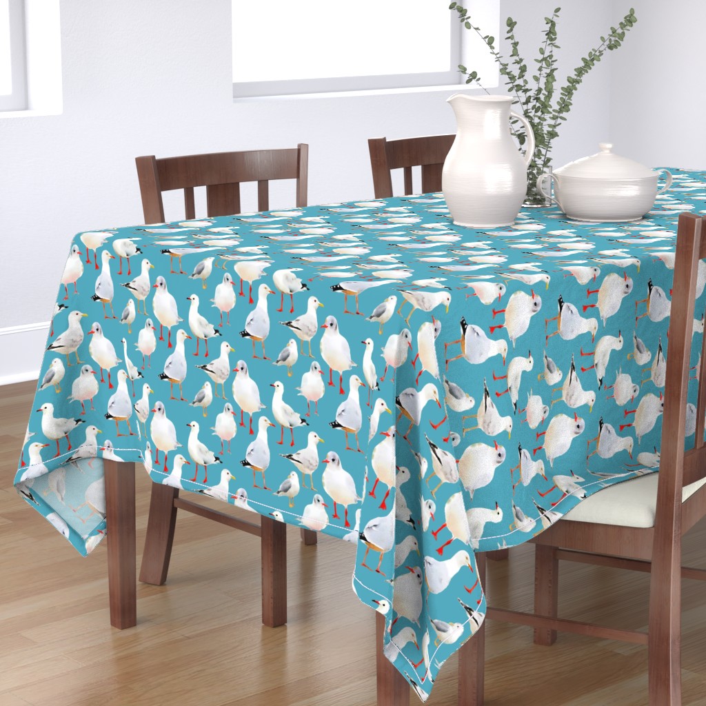 Tablecloth Beach Birds Coastal Seashell Ocean Cotton Sateen