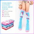 thumbnail image 3 of 6 Pairs Girls Knee High Socks, Colorful Cartoon Cotton Socks Crazy Fun Kids Odd Unicorn Socks Fashion Long Socks, One Size for 3-12 Years Girls, 3 of 7