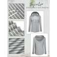 thumbnail image 3 of HUBERY Women Striped Color Block Drawstring Hooded Long Sleeve Pullover Top, 3 of 3