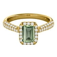 thumbnail image 2 of Mauli Jewels Rings for Women 3.40 Carat Diamond And Emerald Shaped Green Amethyst Ring 4-prong 10K Yellow Gold, 2 of 7