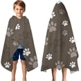 thumbnail image 3 of Brown Dog Paw Footprint Hooded Bath Towel，50"x30" for Ages 3 To 12 Kids, Quick Dry Lightweight Soft Microfiber Hood Beach Towel Cover Up for Kids, 3 of 7