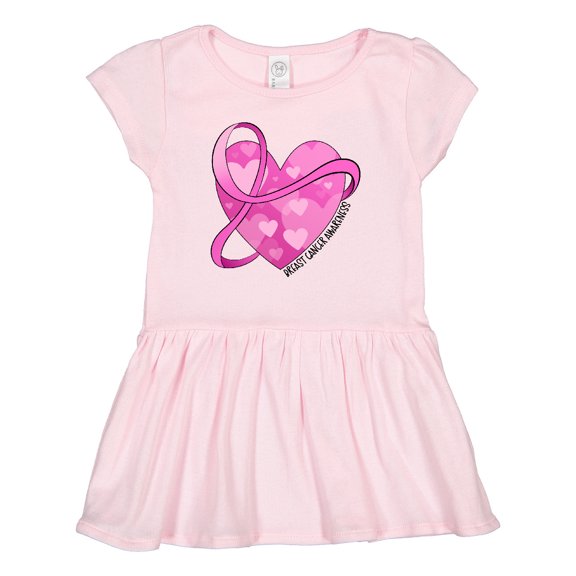 Inktastic Breast Cancer Awareness- Pink Ribbon Around Heart Girls Toddler Dress