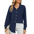 thumbnail image 2 of Utoimkio Women's Solid Color Button Down Shirts Dressy Work Blouse Tops Long Sleeve Turndown Collar Dress Shirt Casual Work Clothes for Women, 2 of 7