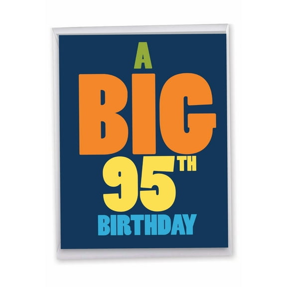 1 Large Funny Happy Birthday Greeting Card (8.5 x 11 Inch) - Big Ones Milestones 95 J9429MBG