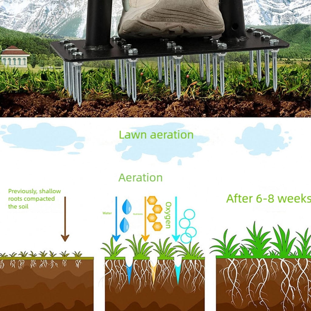 CEORPER Carbon Steel Lawn Aerator With Automatic Return Springs For Easy Soil Conditioning And Lawn Revitalization