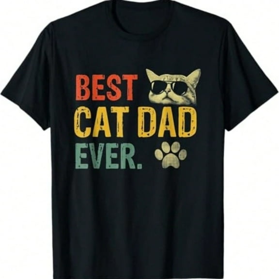 Vintage Best Cat Dad Ever T-Shirt Cat Daddy Gift T-Shirt