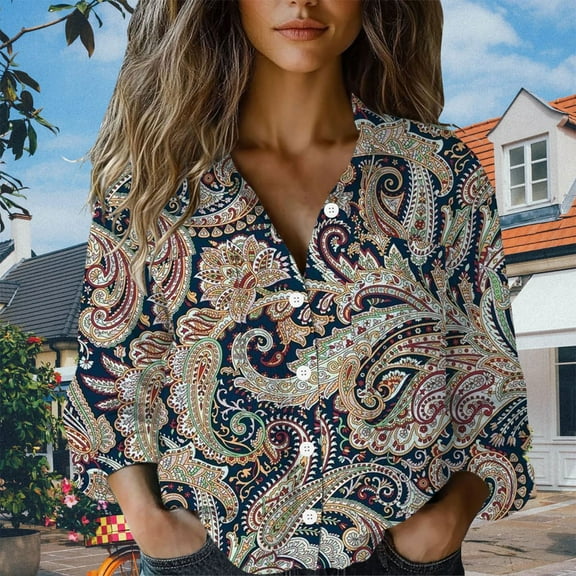 Gray Women's Long Sleeve T-shirt, Women Cotton Shirt Printed Fashion Button Down Shirts Casual Tops Long Sleeve Blouse,Women's Long sleeve T-shirt 3XL