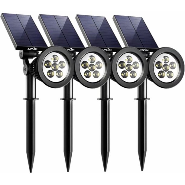 Solar Spotlights, Litom Upgraded 6 LED 2in1 Waterproof Outdoor Solar