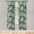 thumbnail image 3 of Ambesonne Tropical Curtains, Hibiscuses Colorful Exotic, Pair of 28"x95", Fern Green Coral and Blue, 3 of 5